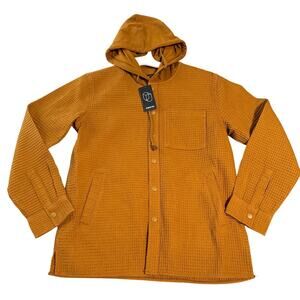 NWT Orginial Use Size Small Waffle Men Unisex Shacket Hooded Rust Orange‎ Brown